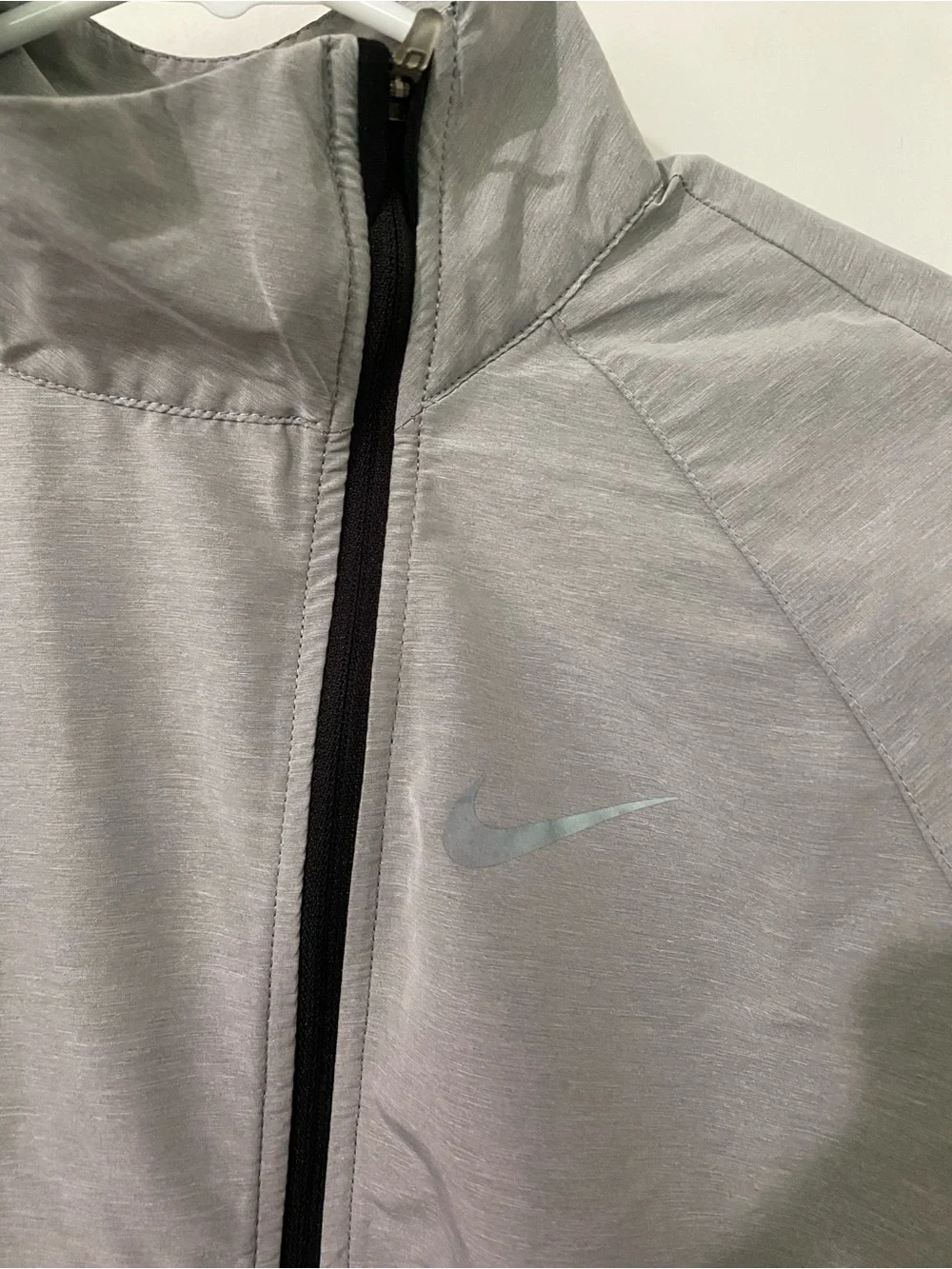 Nike Women's Light Gray Performance Asymmetric Zipper Jacket